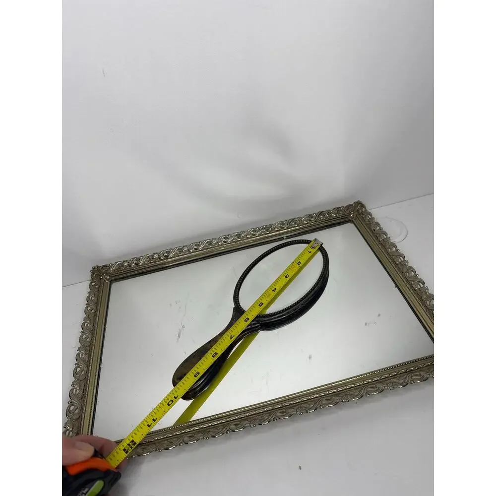 Antique Art Nouveau Hand Mirror Gold Tone